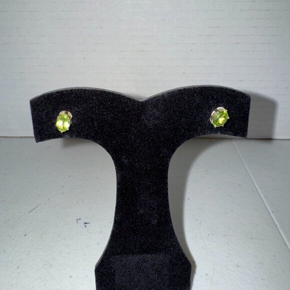 Sterling Silver Peridot Post Earrings - Picture 7 of 16